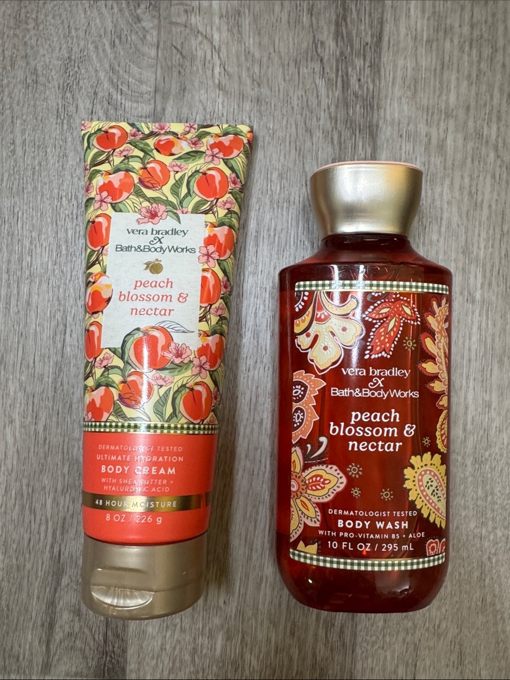 Bath & Body Works Peach Blossom & Nectar Body Wash and Cream - Peach, Gold